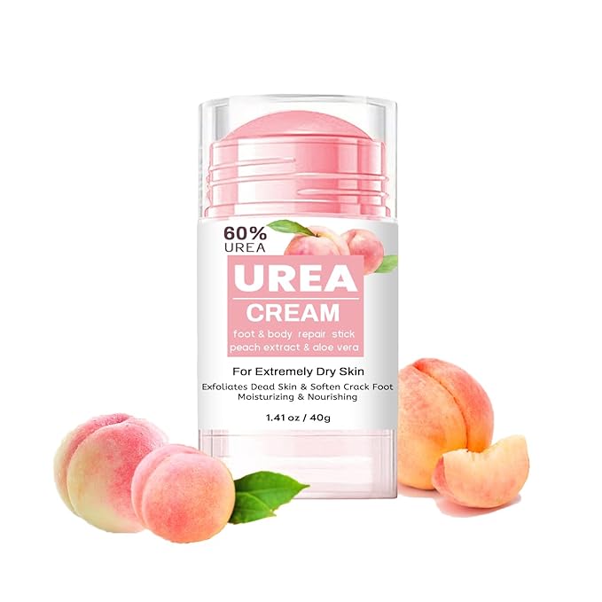 60% Urea Cream plus 2% Salicylic Acid - Maximum Strength Foot Cream for Dry Cracked Heels, Callus Remover, Dead Skin Exfoliator, Peach Scent Moisturizing Lotion for Hands, Knees, Elbows - 1.41oz