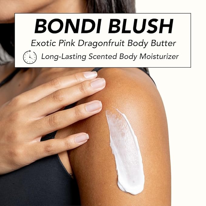 Holler and Glow Bondi Pink Dragonfruit Body Butter For Women, Smells Good, Body Lotion For Extremely Dry Skin, Moisturizing, Nourishing, Shea Butter, Peony, Pink Dragon Scented, 5.29 Oz