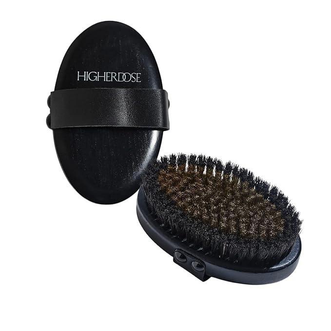 HigherDOSE Copper Dry Brushing Body Brush - Ion-Charged Dry Brush & Lymphatic Drainage Massager to Promote Circulation and Exfoliate for Glowing Skin - Everyday Antimicrobial Body Scrubber