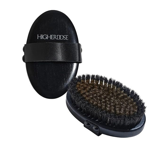 HigherDOSE Copper Dry Brushing Body Brush - Ion-Charged Dry Brush & Lymphatic Drainage Massager to Promote Circulation and Exfoliate for Glowing Skin - Everyday Antimicrobial Body Scrubber