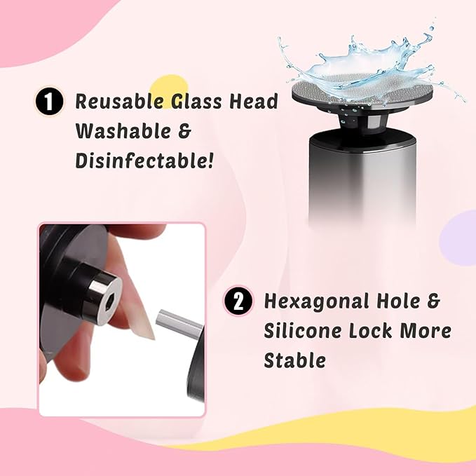 Electric Foot Callus Remover - 9-Speed with Glass Crystal Grinding Disc & Storage Box, 80/120 Grit Sandpapers (20pcs), 10 Nail Heads, Type-C Fast Charge for Dead Skin