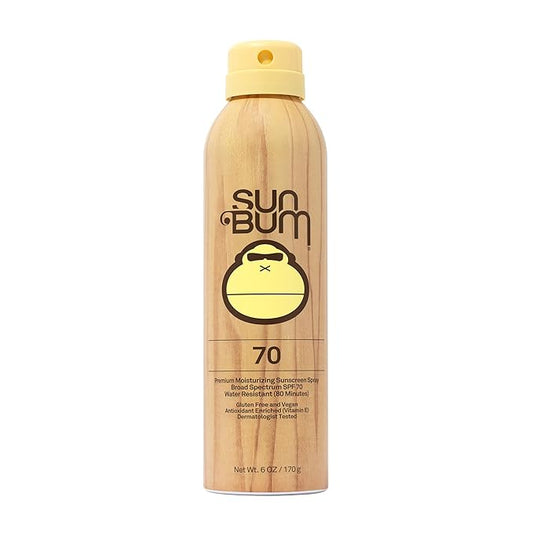 Sun Bum Original SPF 70 Sunscreen Body Spray - Broad Spectrum Moisturizing Sunscreen with Vitamin E - Hawaii 104 Act Compliant (Made without Octinoxate & Oxybenzone) - 6 oz