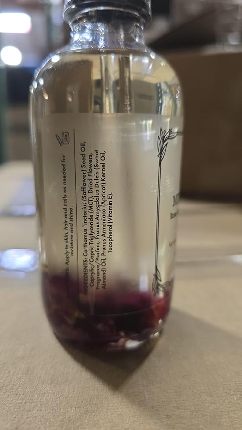 BEAUTE DE PROVENCE Multi-Use Oil for Face, Body and Hair - Organic Blend of Apricot, Vitamin E and Sweet Almond Oil Moisturizer for Dry Skin, Rose Petals, Bergamot Essential Oil - 4 Fl Oz