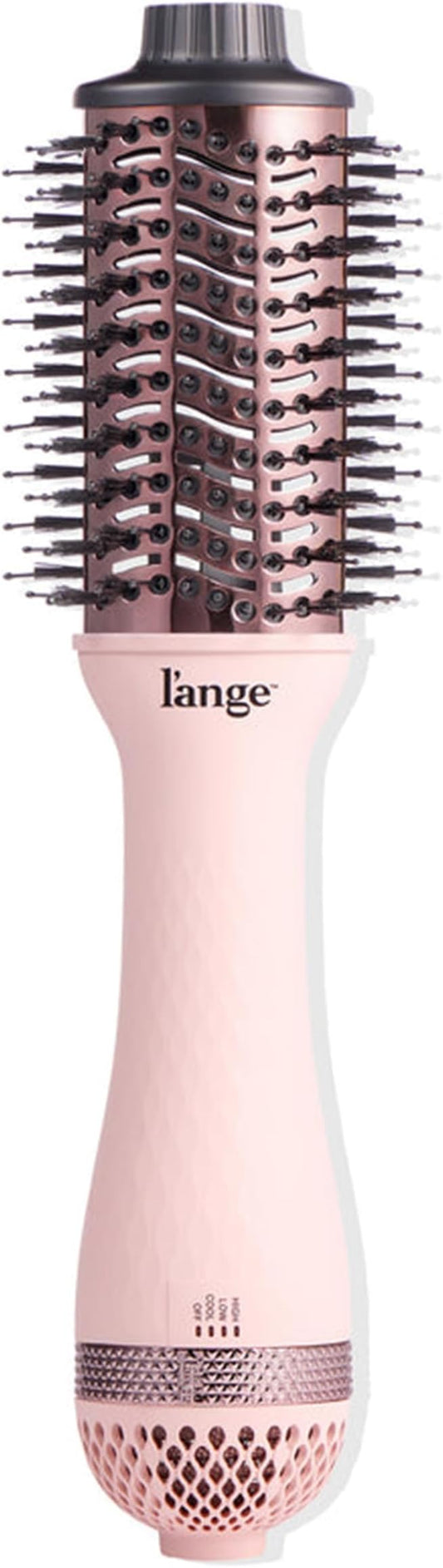 L'ANGE HAIR Le Volume 2-in-1 Titanium Blow Dryer Brush | Hot Air Brush for Hair Drying & Styling | Ionic Oval Barrel for Smooth, Frizz-Free Volume | (Blush – 60mm)