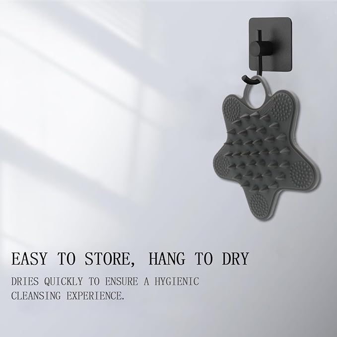 LUCKSTELLA 2 in 1 Silicone Body Scrubber, Food-Grade Silicone Body Brush for Shower, Gentle Exfoliating and Lather Well, Gentle Scrubber for Sensitive Skin, Easy-to-Clean(Coffee,1-Pack)