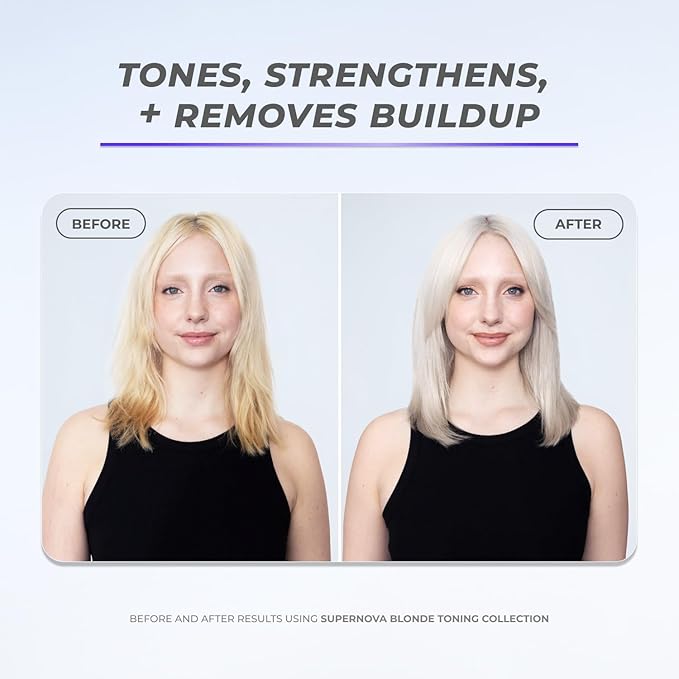 XMONDO Hair Supernova Blonde Toning Shampoo | Vegan Formula with Vegetable Proteins, Jojoba Oil, and Violet Pigments to Replenish, Restore, and Reduce Yellow Tones in Blonde Hair, 8 Fl Oz 1-Pack