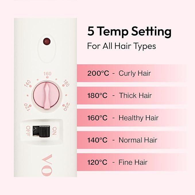 VODANA Professional GlamWave Ceramic Curling Iron, Natural Curls, Hair Curler, Curling Wand, Available in USA (Strawberry Cream, 1.4 inch)