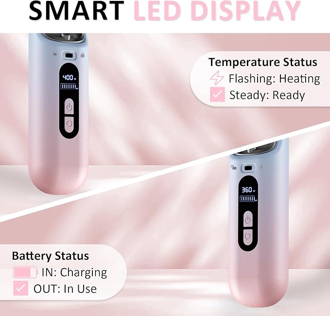 BEAUTYOVO Travel & TSA-Friendly Cordless Hair Straightener Brush - Professional Straightening Brush for On-The-Go | 65W Fast Charge in 30 Min | 6 Heat Settings & 300M Ions for Frizz-Free Salon Finish