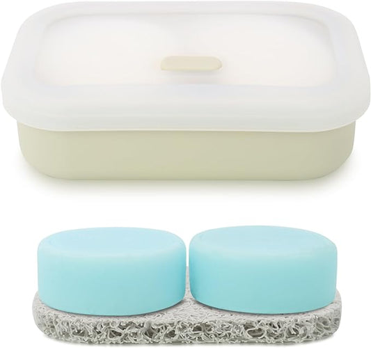 Leak Proof Travel Soap Case,Solid Shampoo Bar Holder, Silicone Soap Container with Draining Layer, Portable Bar Soap Holder for Bathroom, Camping, Gym, Easy to Clean (Off-White, Large)