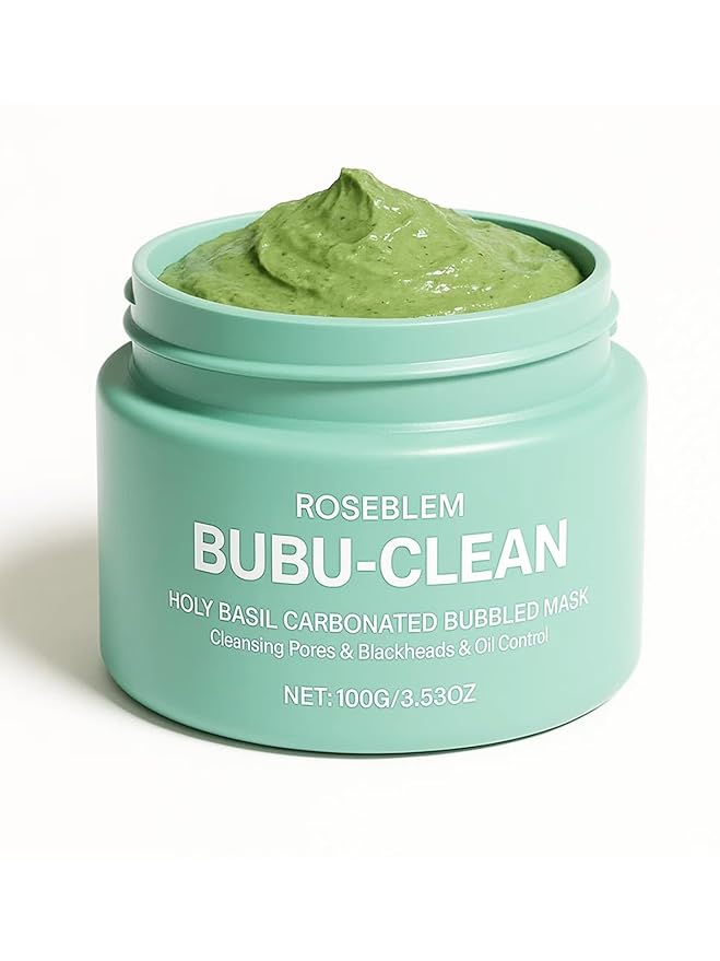 Holy Basil Bubble Deep Mask, Fast & Re-Bubbling Carbonated Clay Mask with Natural Mineral-Rich Mud for Pore Cleansing, Blackhead Removal & Balance Oil, Gentle & Fun Purifying Face Care, 3.53 Oz