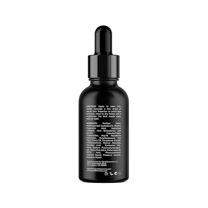 Gentlehomme Men's Anti-Aging Retinol Serum - Hydrating Serum with Hyaluronic Acid, Vitamin B6, and Aloe Vera - Reduces Signs of Aging, Dark Spots, and Fine Lines