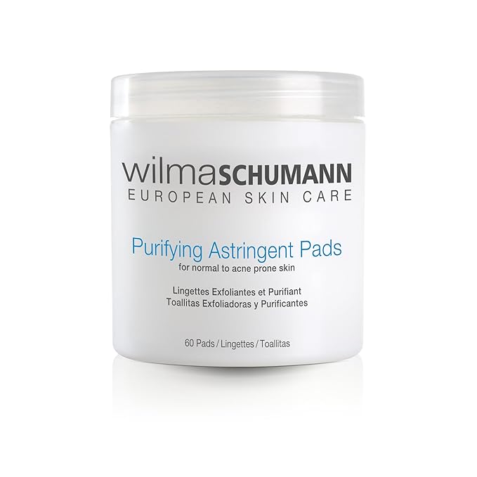 Wilma Schumann Purifying Astringent Pads for Face, Skin Exfoliating Pads with Salicylic Acid, Pack of 60