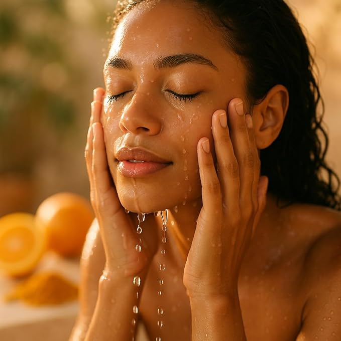 SpaScriptions Turmeric + Vitamin C Foaming Facial Cleanser, pH Balanced, Non Comedogenic, Paraben Free, For All Skin Types, 5 fl oz / 150 mL