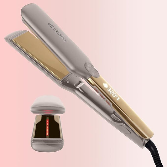 ELLA BELLA® Titanium Flat Iron Hair Straightener (with Infrared) • Professional Straightening Iron • Digital Display to Accurately Control Temperature • As Featured in Good Housekeeping