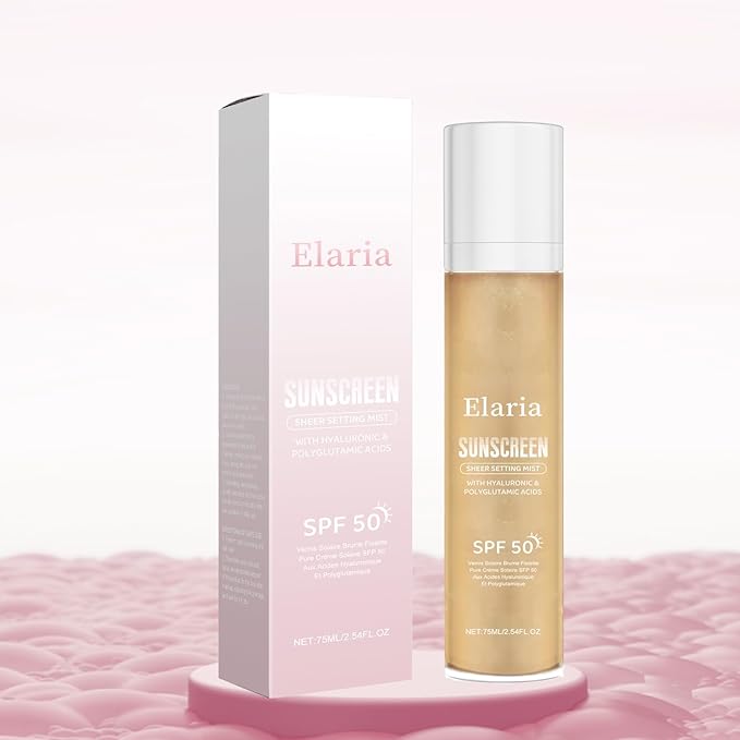 Earia Setting Spray for Face & Body - Sheer Sunscreen Mist SPF 50, Makeup-Friendly Setting Mist with Hydrating Glow & Non-Greasy for Radiant (1)
