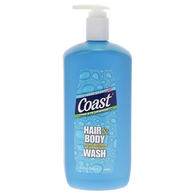 Coast Classic Scent Body Wash - Hair and Body Dual Action Formula Shower Gel Body Wash - Deep-Cleansing Gel Texture - Hydrating Body Wash - 32 oz