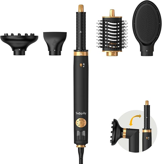 Air Styler 5 in 1, Auto-Wrap Curler, Cushion Massager, Oval Brush, Diffuser, Nozzle Attachment Hair Dryer Brush & Multi-Styler with 110,000 RPM High-Speed Powerful Motor