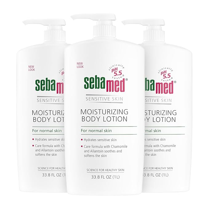 SEBAMED Moisturizing Body Lotion pH 5.5 for Sensitive Skin Dermatologist Recommended Paraben-Free Moisturizer 33.8 Fluid oz (1 Liter) Pack of 3