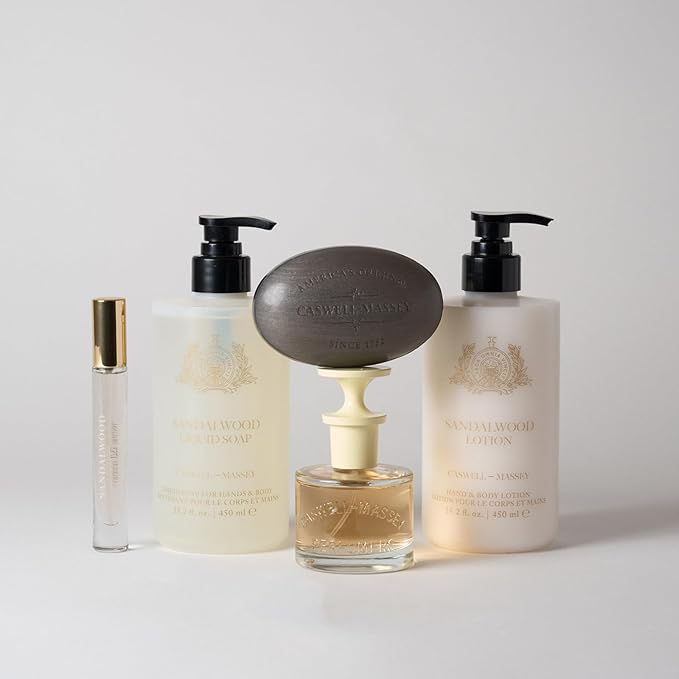 Caswell-Massey Natural Bar Soap Gift Set - Sandalwood - Triple-Milled Moisturizing Body Soap Bars for Men & Women, Plant-Based Formula with Essential Oils, Made in USA, 3 x 5.8 oz