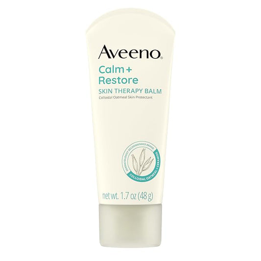 Aveeno Calm + Restore Skin Therapy Balm, Soothing & Moisturizing Skin Protectant for Sensitive Skin, Colloidal Oatmeal & Ceramide to Help Fight Dry Skin, Fragrance- & Steroid-Free, 1.7 oz