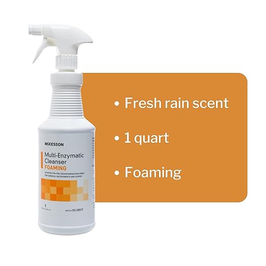 McKesson Multi-Enzymatic Cleanser for Surgical Instruments & General Healthcare Equipment, 32 oz [Pack of 1] Foaming, Fresh Rain