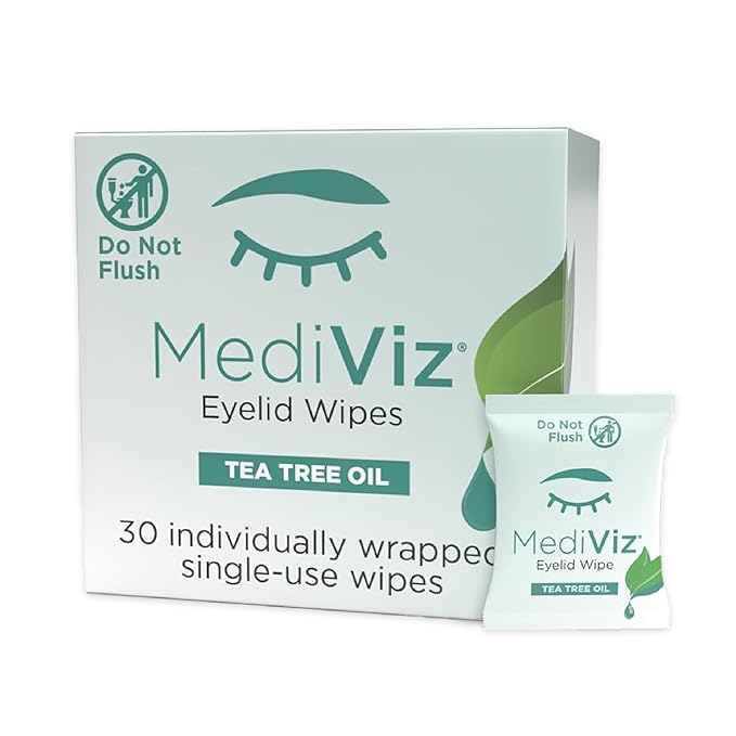Tea Tree Eyelid Cleanser Wipes - 30 Single-Use Towelettes - Eyelash and Eyelid Wipes for Soothing Dry Eye Irritation, Demodex Removal and More