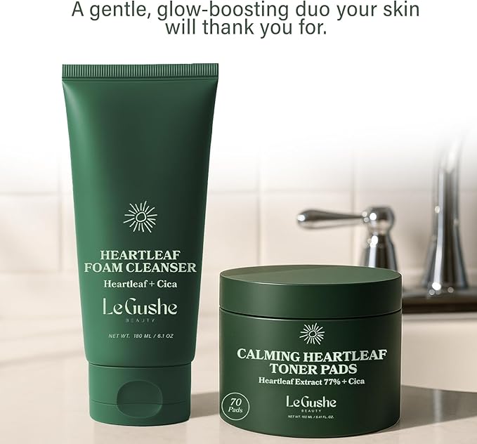 Le Gushe Heartleaf Face Toner Pads (70 Count) - Calming and Hydrating Toning Pads - CICA and Heartleaf Toner - for Troubled Skin and Breakouts (160 ml/ 5.41 fl oz)