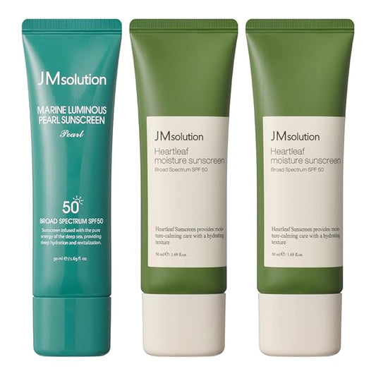 JMsolution Sunscreen Buy 2, Get 1 Marine Luminous Pearl 1EA Heart Leaf Sunscreen 2EA
