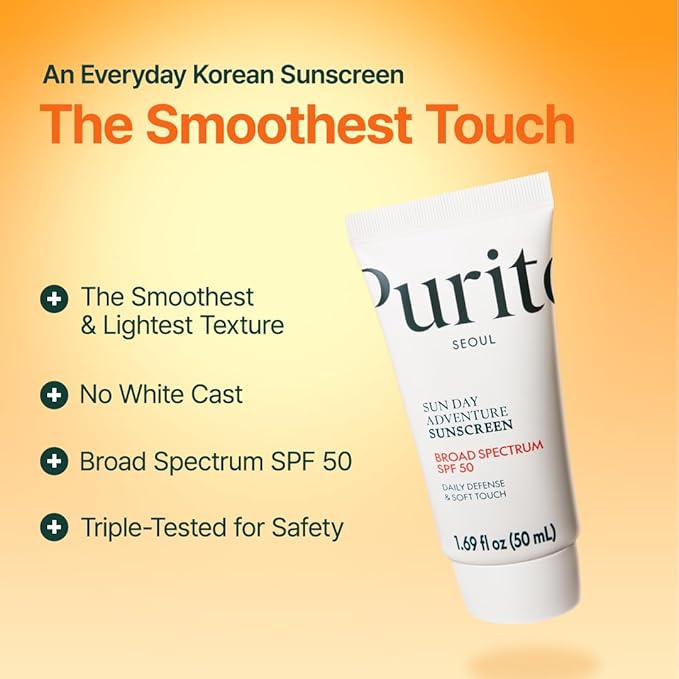 PURITO Korean Sunscreen SPF 50 | Lightest Texture, No White Cast, Broad Spectrum UVA/UVB | Oil-Free, Vegan, For All Skin Types | Daily Lightweight Sun Protection | Korean Skincare, 50mL 1.69 fl.oz