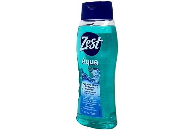 Zest Hydrating Body Wash - Aqua - Moisturizing Body Wash for Men and Women - Bath Soap with Vitamin E - Gentle Paraben Free Formula - 18 oz.
