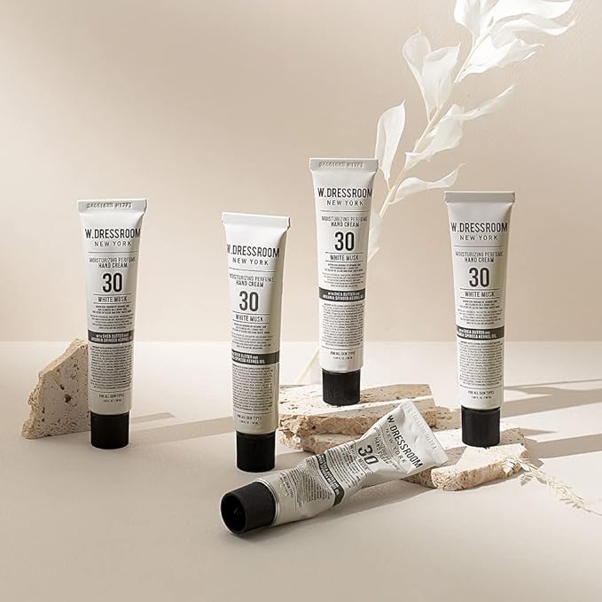 W.Dressroom No.30 White Musk Moisturizing Hand Cream for Dry Hands, Non-Greasy Korean Hand Lotion & Hand Care for Women with Hydrating Formula, Travel Size (1.69 fl oz)