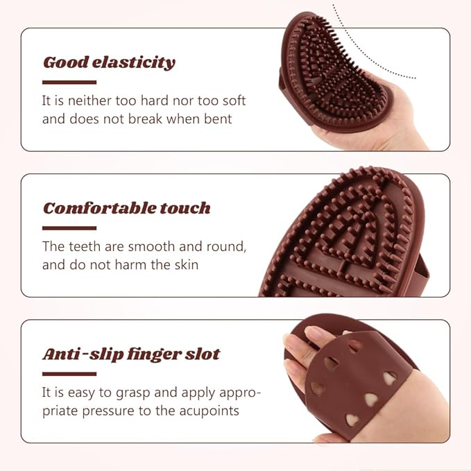 2 Pcs Meridian Massage Brush,with mini Heart Shaped Brush and Tape Measuring Tape Full Body Massage Brushes for Full Body SPA Massager Relaxation(Color:Brown + Yellow)