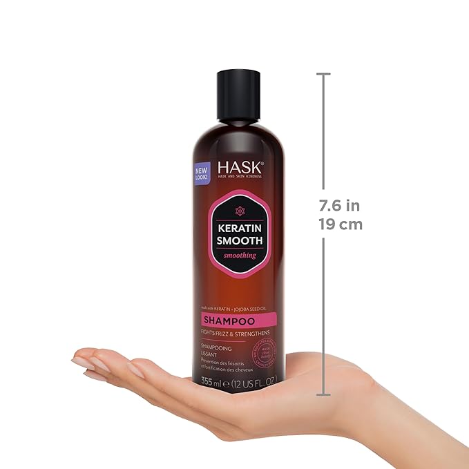 HASK Keratin Smoothing Shampoo + Conditioner Set | For All Hair Types, Sulfate-Free, Paraben-Free, Gluten-Free, Cruelty-Free, Color Safe | 12oz each
