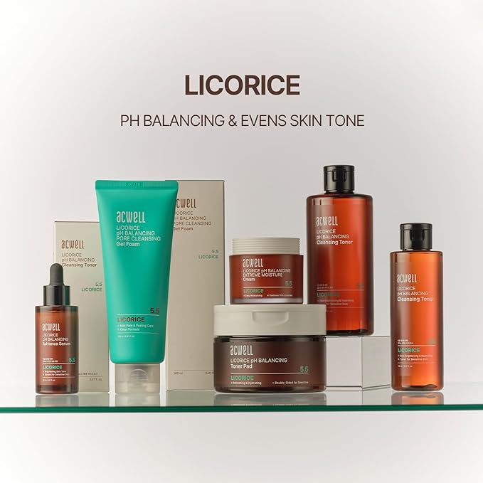 ACWELL Licorice pH Balancing Cleansing Toner 10.14 fl.oz. - PH5.5 Hydrating Makeup Cleansing Astringent - Skin Clearing, Reduce Pigmentation, Acne and Dark Spots