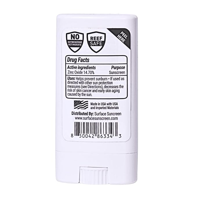 Surface Mineral Face Sunscreen Stick, Dry Touch SPF 50, Broad Spectrum UVA UVB Sun Protection for Kids and Adults, Travel Friendly, Water Resistant for 80 Minutes, Tropical Scent, 0.5oz