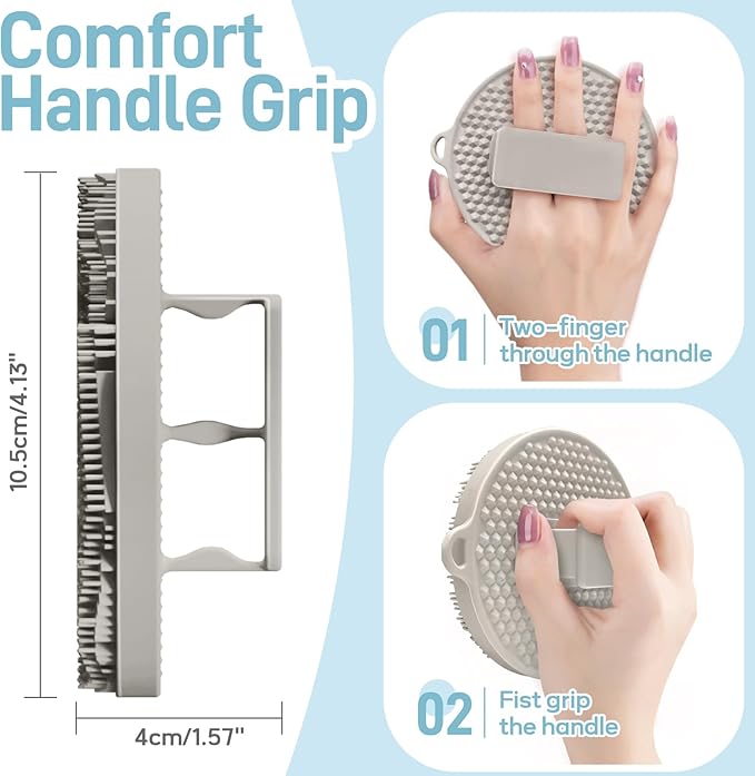 Foot Brush/Foot File/Silicone Body Scrubber Set(3PCS), 3-in-1 Foot Scrubber with Long Handle, 10.2’’-27.5’’Adjustable Foot Scrub Brush with Foot File and Silicone Loofah, Gift-Box(White Set)