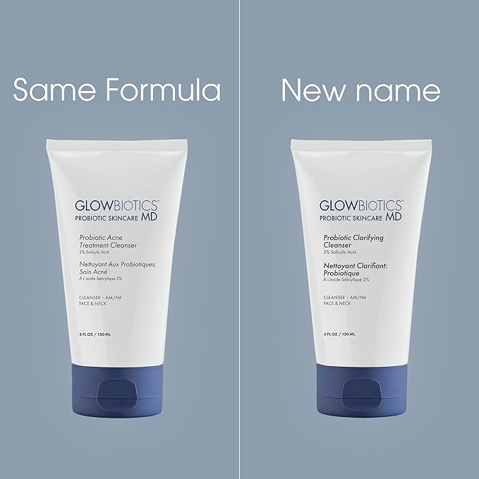 Glowbiotics Probiotic Clarifying Cleanser 5 oz – Gentle Foaming Face Wash with 2% Salicylic Acid & Peptides | Probiotic BHA Cleanser for Oily & Acne-Prone Skin