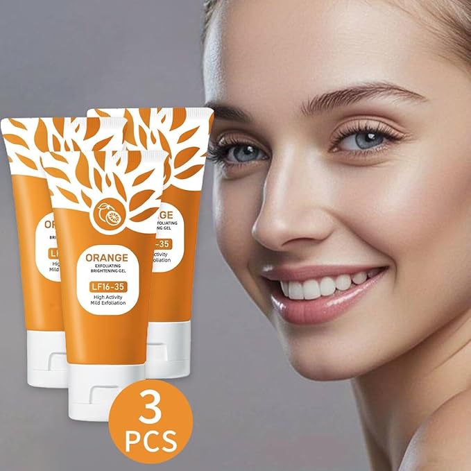 3Pcs Orange Exfoliating Gel for Face and Body, Exfoliating Cleansing Gel Scrub,Orange Enzymes Exfoliatings Gels,Pore Peeling Scrub, Deep Cleansing Moisturizing Facial Exfoliator, Remove Blackheads