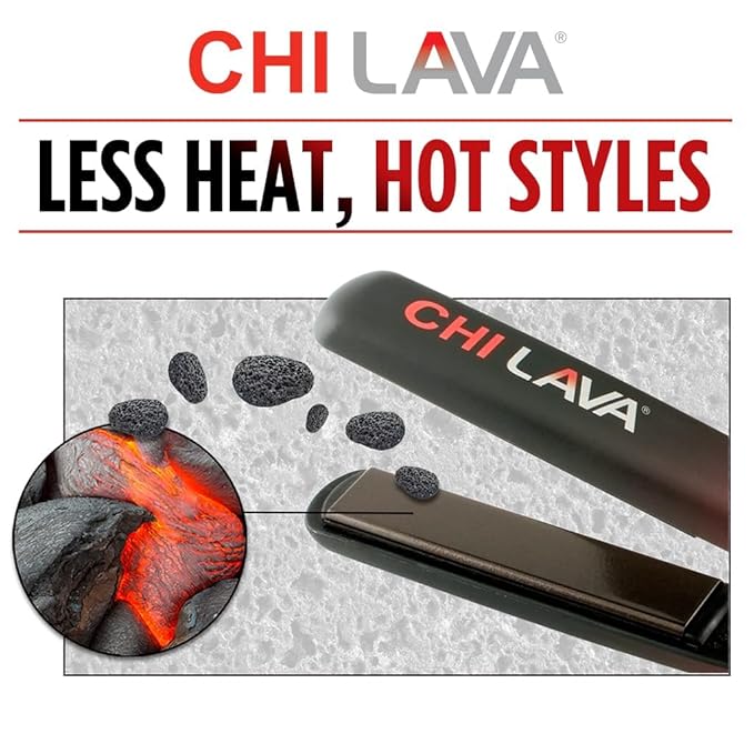 CHI Original Lava Ceramic Flat Iron, Hair Straightener For An Even & Smooth Finish, Lower Temperature, 11 Foot Cord For Convenience, 1" Iron