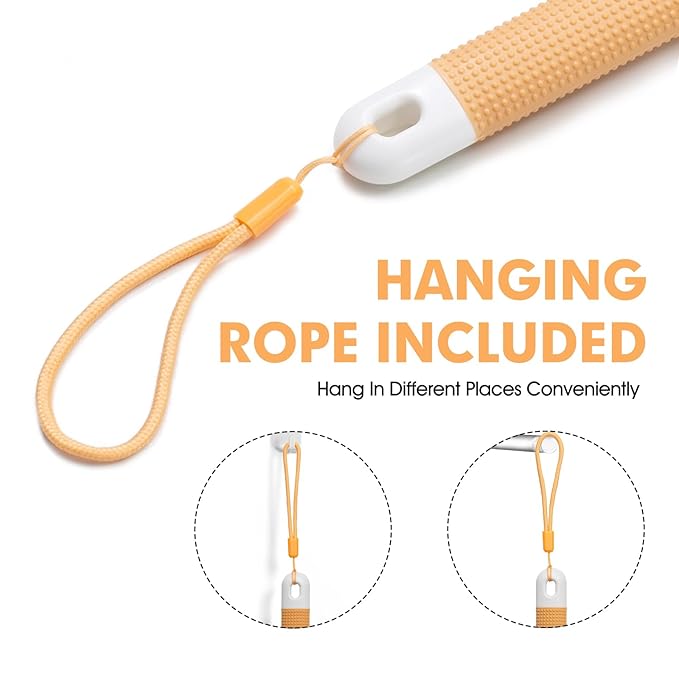 Body Scrubber Anti Slip for Shower, Shower Brush Long Handle with Stiff and Soft Bristles, Body Wash Exfoliating Back Scrubber for Bath or Dry Brushing Body Brush(Orange)