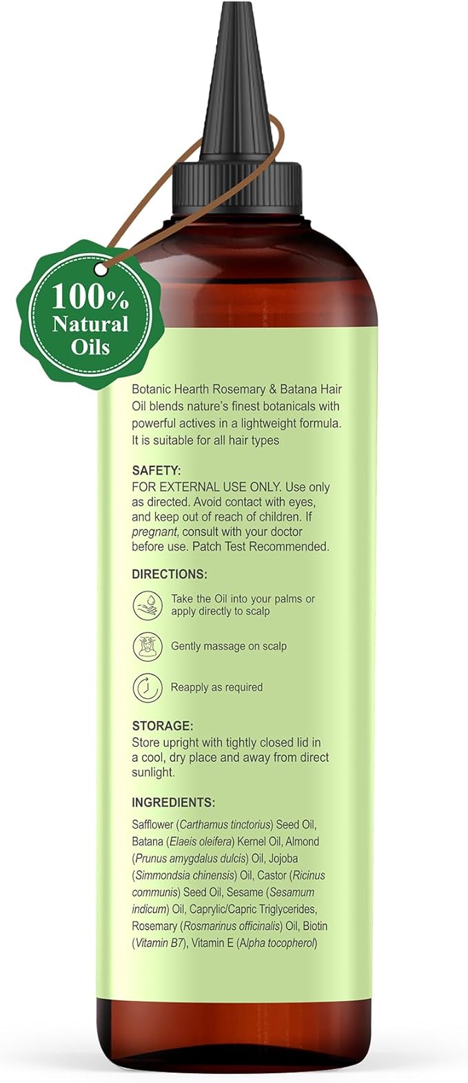 Botanic Hearth 100% Pure Rosemary Batana Oil for Hair Growth| Hair Oil Repairs Dry Damaged Hair, Strengthening, Healthier - Hair Tonic, 6.7fl oz