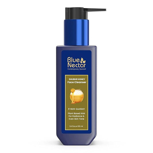 Blue Nectar Ayurvedic Honey and Aloevera Face Wash and Makeup Remover | Daily Facial Cleanser for Women and Men | All Skin Types (8 Herbs, 3.4 Fl Oz)
