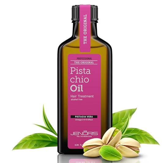 Jenoris Pistachio Oil Hair Serum for Frizzy and Damaged Hair, Lightweight Hair Oil for Dry Hair with Omega 3-6-9 Complex, Anti-Frizz Hair Serum for Shine, Hydration & Split-End Treatment, 3.38 fl.oz