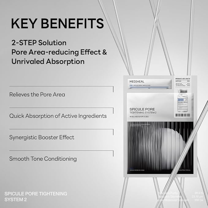 Mediheal Collagen Spicule 3000ppm Intensive Serum – Micro Needle Serum for Pore Care, Soothing & Skin Texture Improvement, 2-Step,Collagen Spicule Ampoule and Gel Mask Set,Skin Booster,10pcs