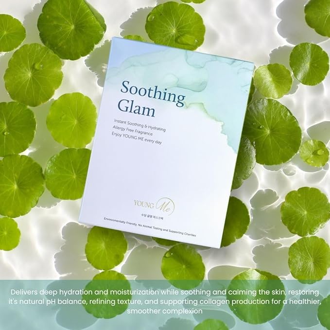 YoungMe Soothing Glam Facial Sheet Mask - 1 Sheets Face Masks | Korean Face Mask Skincare - Deep Real Masks for Sensitive Skin or All Skin Types