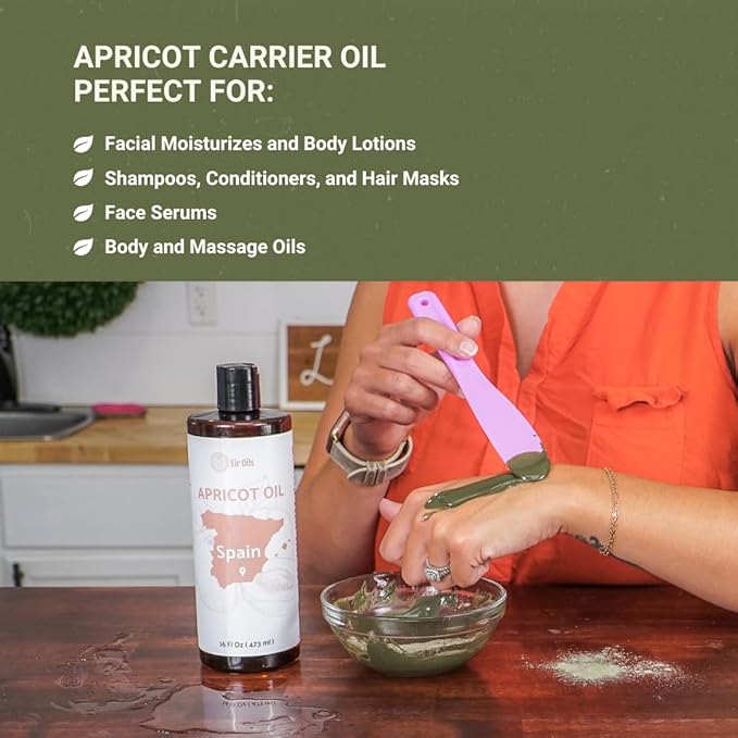 Apricot Kernel Oil - Direct from Spain and Turkey - 100% Pure Carrier Oil for Hair, Face, and Skin - Cold-Pressed Carrier Oils - (16 oz) 1 Pack
