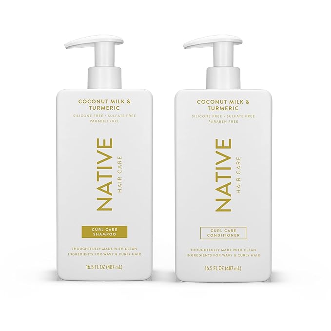 Native Coconut & Turmeric Shampoo and Conditioner Contain Naturally Derived Ingredients | All Hair Types, Color & Treated, Fine to Dry Damaged, Sulfate & Dye Free - 2-Pack