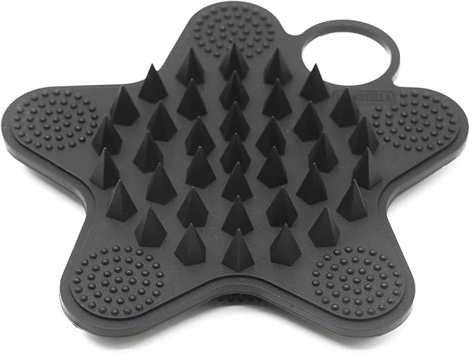 LUCKSTELLA 2 in 1 Silicone Body Scrubber, Food-Grade Silicone Body Brush for Shower, Gentle Exfoliating and Lather Well, Gentle Scrubber for Sensitive Skin, Easy-to-Clean(Black,1-Pack)