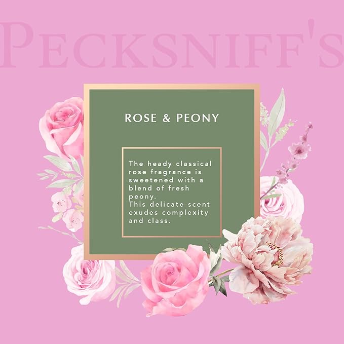 Pecksniffs Moisturizing Hand Wash and Hand & Body Lotion Caddy Set - Rose & Peony in a Black Mesh Caddy, 300 ml/10.14 fl oz