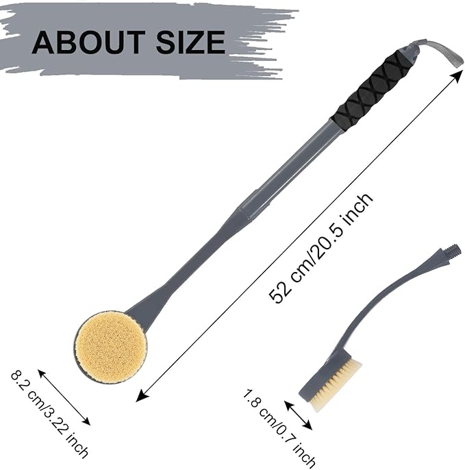 Back Scrubber for Shower,20.5" Long Handle Shower Brush for Body for Deep Clean,Back Brush for Shower for Men Women(Grey)